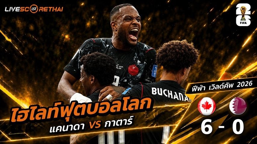 ไฮไลท์ฟุตบอล ฟุตบอลโลก 2026 วันที่ 19  มิ.ย 2569 :  แคนาดา 6-0 กาตาร์ 